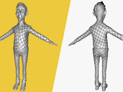 Quirky and Cheerful Rigged Toon 3D Smiling Man 3D Modell