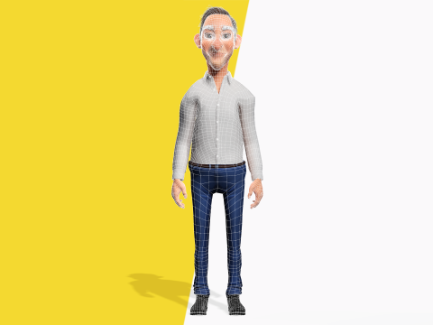 Quirky and Cheerful Rigged Toon 3D Smiling Man 3D Modell
