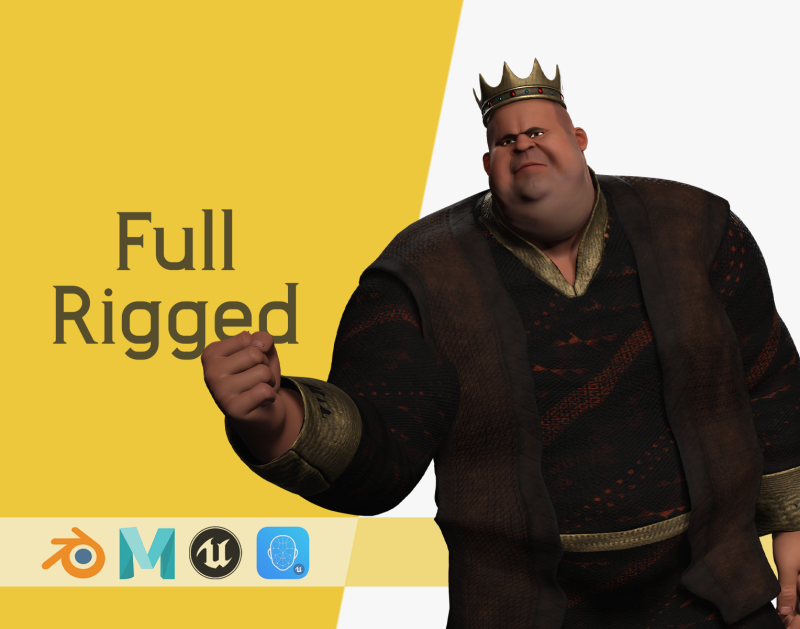 Medieval Royal Rigged Stylized 3D King Character 3D Модель .c4d .max .obj .3ds .fbx .stl .blend
