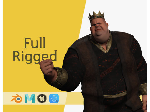 Medieval Royal Rigged Stylized 3D King Character Modello 3D