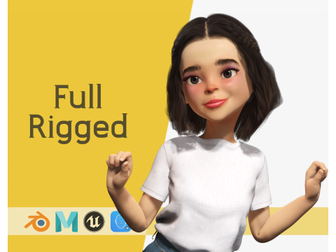 Cute Playful Character Rigged Stylized 3D Young Girl Model 3D