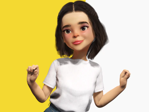 Cute Playful Character Rigged Stylized 3D Young Girl 3D Model