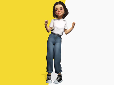 Cute Playful Character Rigged Stylized 3D Young Girl 3D Model
