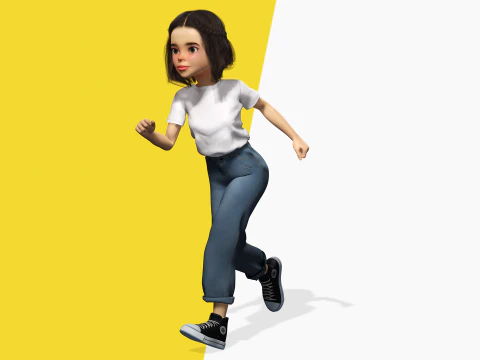 Cute Playful Character Rigged Stylized 3D Young Girl 3D Model