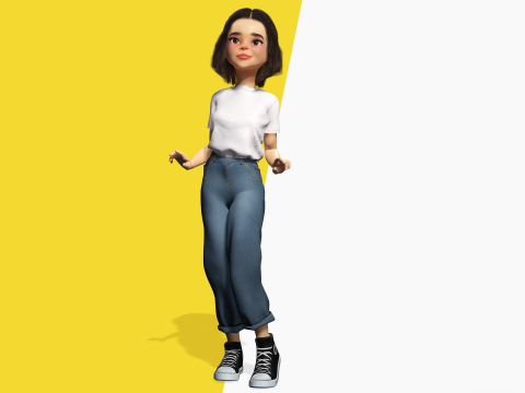 Cute Playful Character Rigged Stylized 3D Young Girl Model 3D