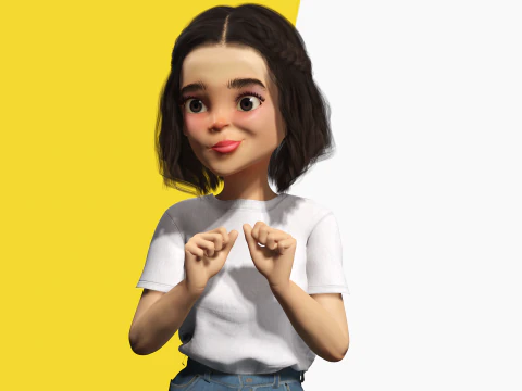 Cute Playful Character Rigged Stylized 3D Young Girl 3D Model