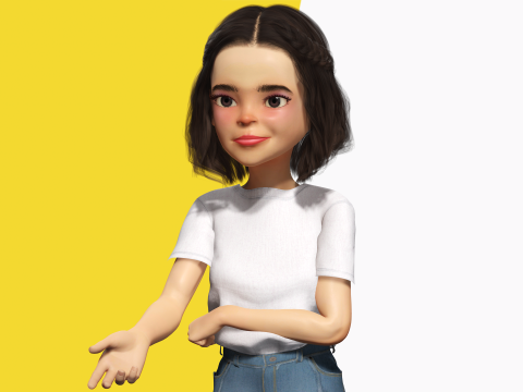Cute Playful Character Rigged Stylized 3D Young Girl Model 3D