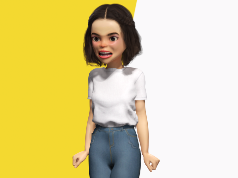 Cute Playful Character Rigged Stylized 3D Young Girl Model 3D