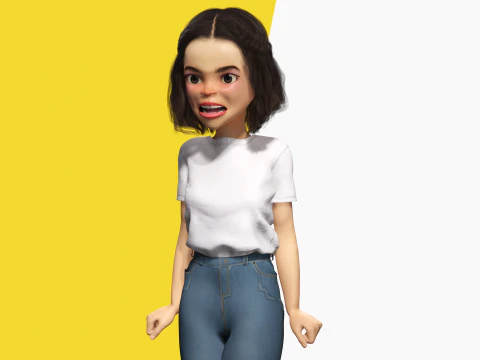 Cute Playful Character Rigged Stylized 3D Young Girl 3D Model