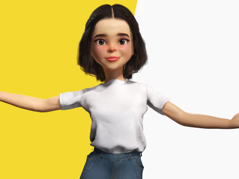 Cute Playful Character Rigged Stylized 3D Young Girl 3D Model