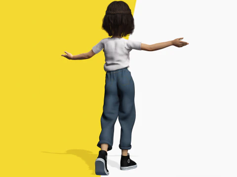 Cute Playful Character Rigged Stylized 3D Young Girl 3D Model