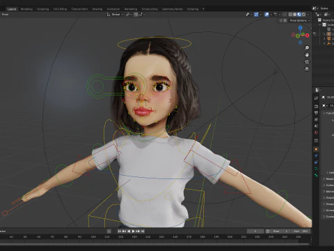 Cute Playful Character Rigged Stylized 3D Young Girl 3D Model