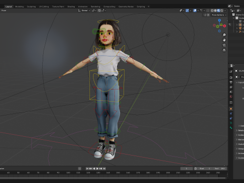 Cute Playful Character Rigged Stylized 3D Young Girl Model 3D