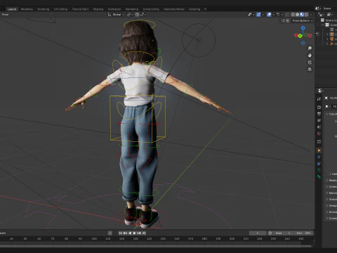 Cute Playful Character Rigged Stylized 3D Young Girl 3D Model