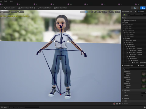 Cute Playful Character Rigged Stylized 3D Young Girl 3D Model