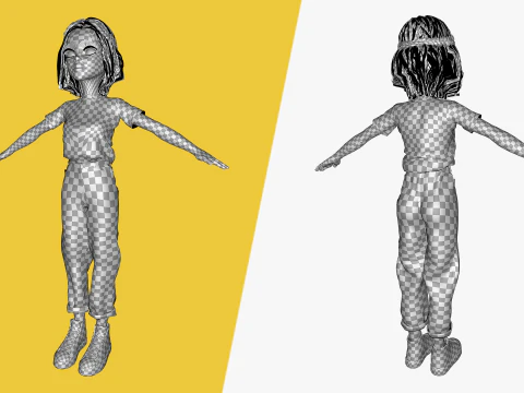 Cute Playful Character Rigged Stylized 3D Young Girl 3D Model