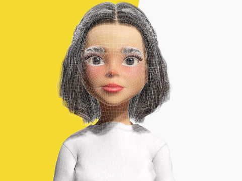 Cute Playful Character Rigged Stylized 3D Young Girl 3D Model