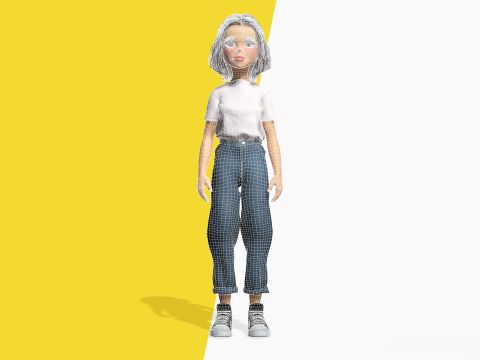 Cute Playful Character Rigged Stylized 3D Young Girl Model 3D
