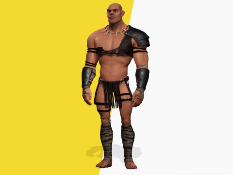 Stylized 3D Barbarian Warrior Tribal Strong Fighter Rigged Modelo 3D