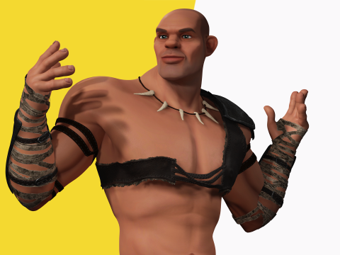 Stylized 3D Barbarian Warrior Tribal Strong Fighter Rigged Modelo 3D