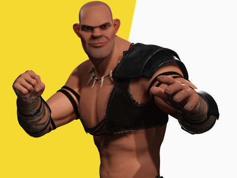 Stylized 3D Barbarian Warrior Tribal Strong Fighter Rigged Modelo 3D