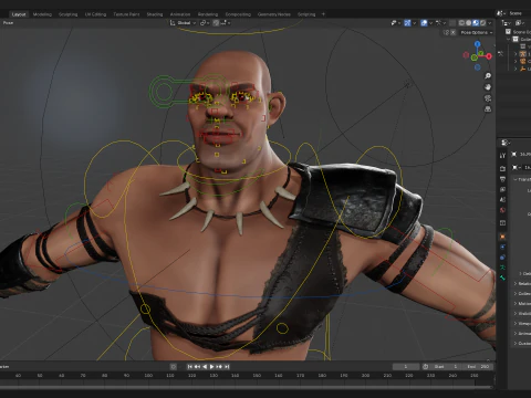 Stylized 3D Barbarian Warrior Tribal Strong Fighter Rigged 3D Model