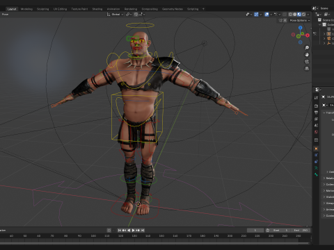Stylized 3D Barbarian Warrior Tribal Strong Fighter Rigged Modelo 3D