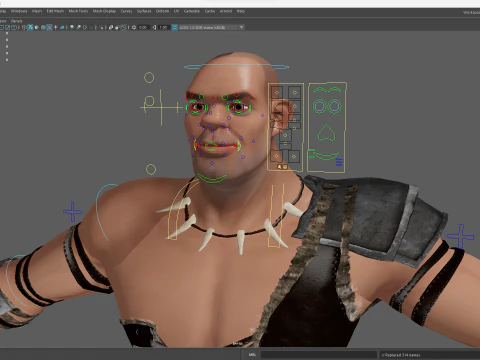 Stylized 3D Barbarian Warrior Tribal Strong Fighter Rigged 3D Model