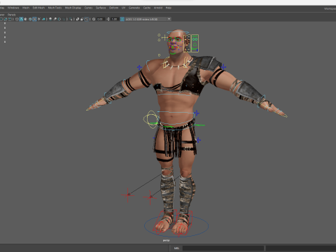Stylized 3D Barbarian Warrior Tribal Strong Fighter Rigged Modelo 3D