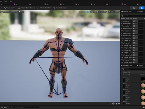 Stylized 3D Barbarian Warrior Tribal Strong Fighter Rigged 3D Model