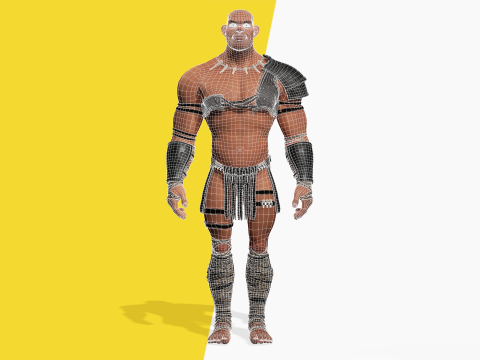 Stylized 3D Barbarian Warrior Tribal Strong Fighter Rigged Modelo 3D