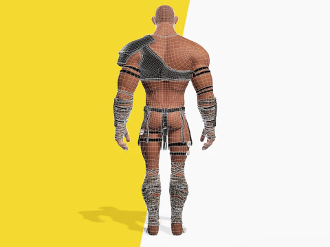Stylized 3D Barbarian Warrior Tribal Strong Fighter Rigged 3D Model