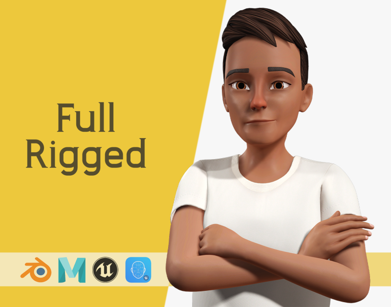Relaxed and Cool Look Stylized 3D Young Male Character 3D मॉडल .c4d .max .obj .3ds .fbx .stl .blend