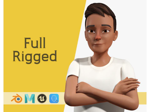 편안하고 멋진 모습의 양식화된 3D 젊은 남성 캐릭터 3D 모델