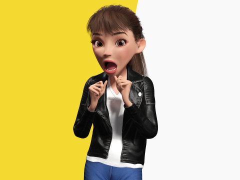 Trendy Girl with Leather Jacket Stylized 3D Female Character 3D 모델