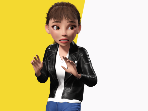 Trendy Girl with Leather Jacket Stylized 3D Female Character 3D 모델