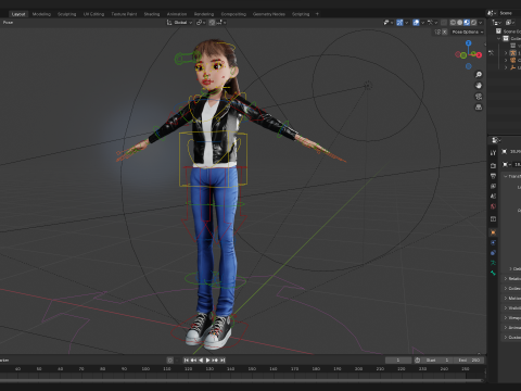 Trendy Girl with Leather Jacket Stylized 3D Female Character 3D 모델