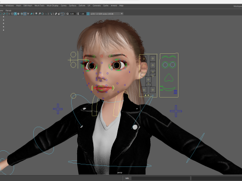 Trendy Girl with Leather Jacket Stylized 3D Female Character 3D 모델