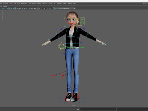 Trendy Girl with Leather Jacket Stylized 3D Female Character 3D 모델