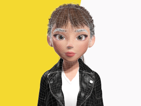 Trendy Girl with Leather Jacket Stylized 3D Female Character 3D 모델