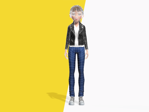 Trendy Girl with Leather Jacket Stylized 3D Female Character 3D 모델