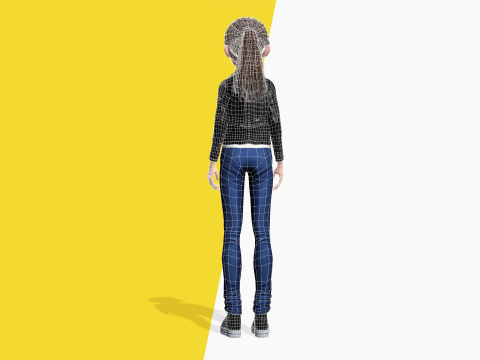 Trendy Girl with Leather Jacket Stylized 3D Female Character 3D 모델