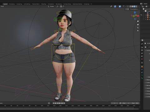 Curvy Girl in Denim Outfit Rigged Stylized 3D Female Charact Modelo 3D