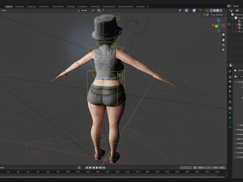 Curvy Girl in Denim Outfit Rigged Stylized 3D Female Charact 3D Model