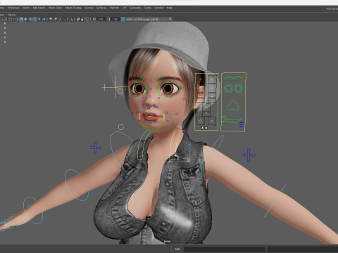 Curvy Girl in Denim Outfit Rigged Stylized 3D Female Charact Modelo 3D
