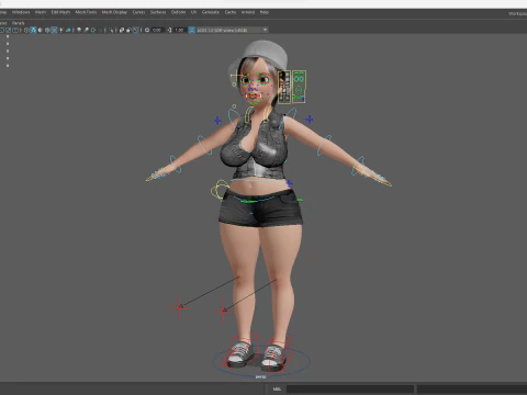 Curvy Girl in Denim Outfit Rigged Stylized 3D Female Charact 3D Model