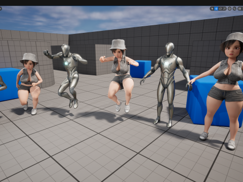 Curvy Girl in Denim Outfit Rigged Stylized 3D Female Charact Modelo 3D
