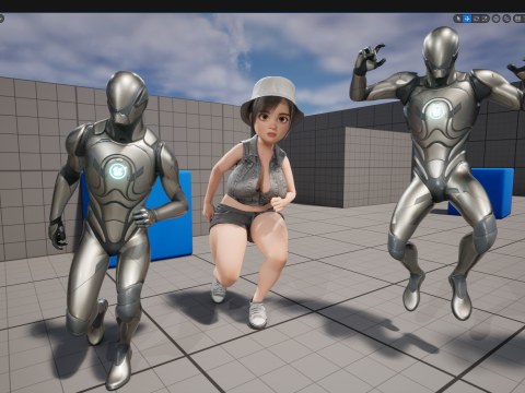 Curvy Girl in Denim Outfit Rigged Stylized 3D Female Charact Modelo 3D