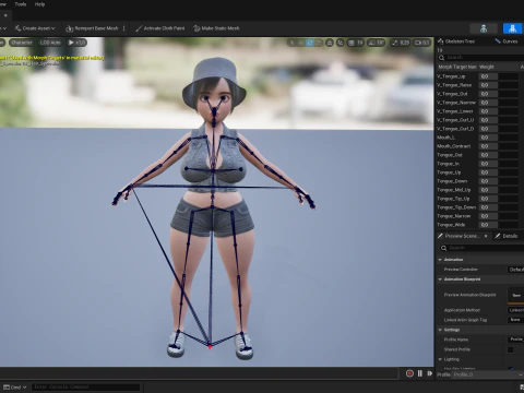 Curvy Girl in Denim Outfit Rigged Stylized 3D Female Charact 3D Model