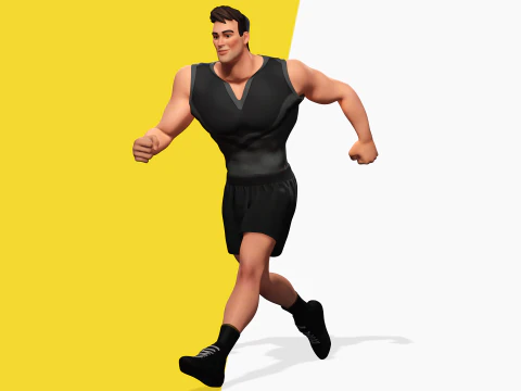 Muscular Sportsman Athlete Rigged Stylized Fit Male Model 3D Model